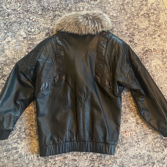 VINTAGE! J. Percy for Marvin Richards Fur Lined Leather Bomber Style Jacket - Picture 7 of 8